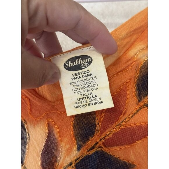 Womens Dress Tie Dye Embroidered Cover Up Tropical Palm Trees Beach FREE SIZE - Picture 5 of 16